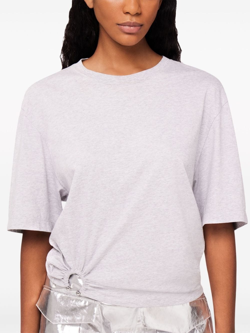 gathered-detail cotton T-shirt - 4