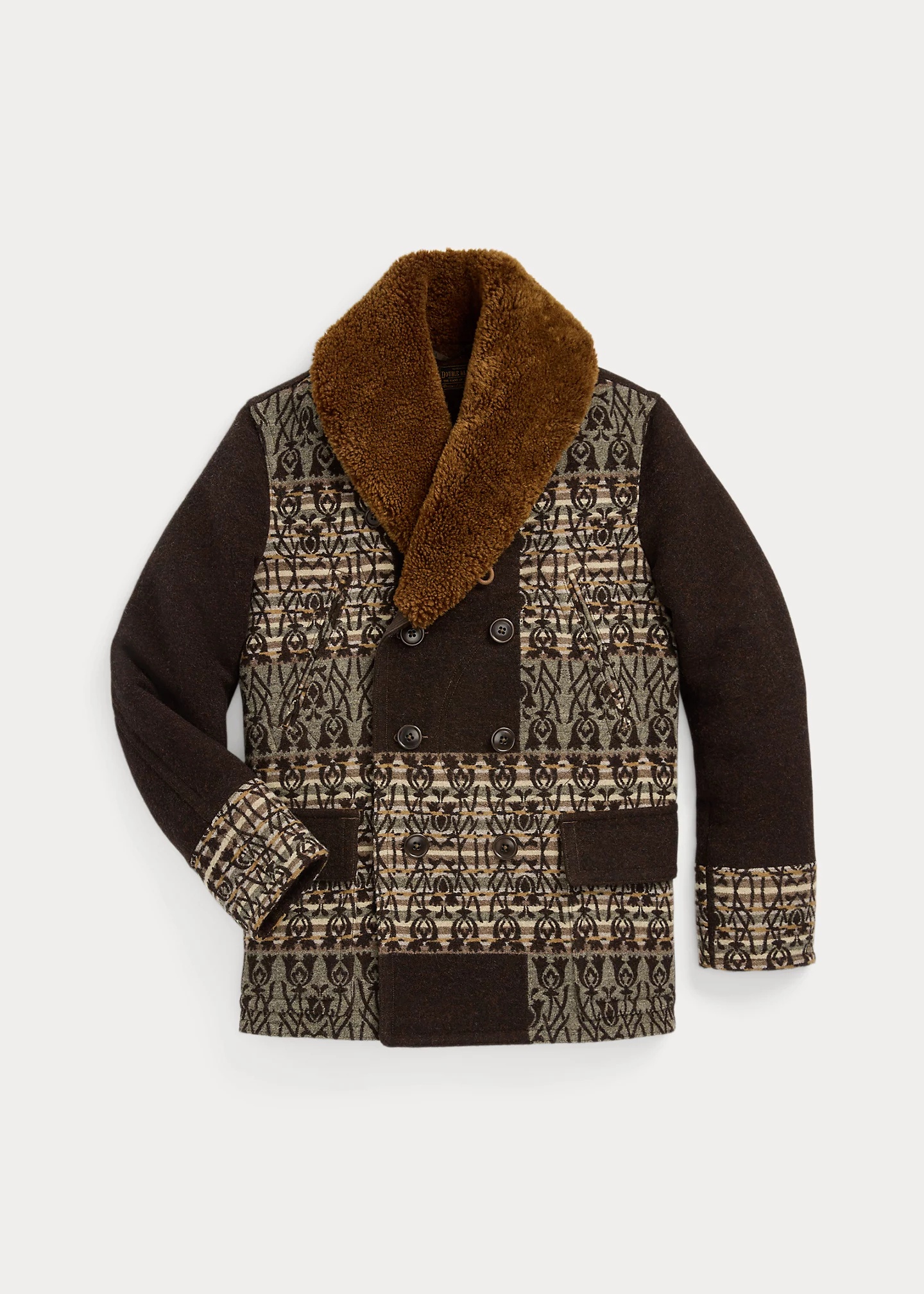 Shearling-Collar Jacquard Ranch Coat - 1
