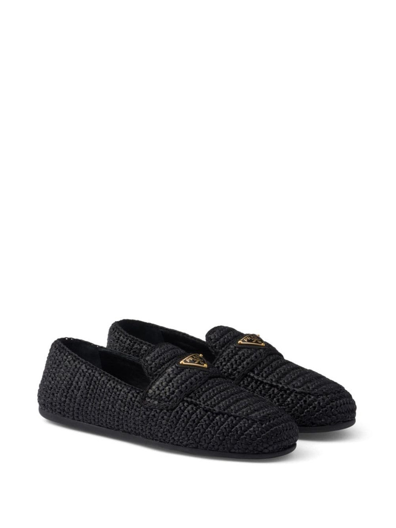 Prada triangle-logo woven loafers outlook