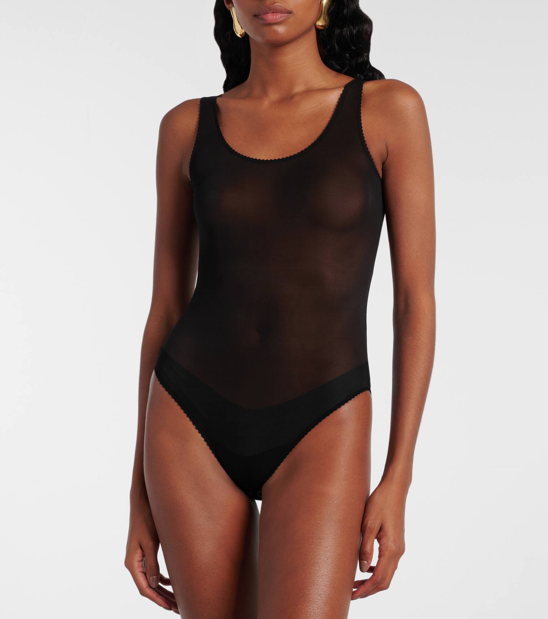 Semi-sheer scalloped bodysuit - 3