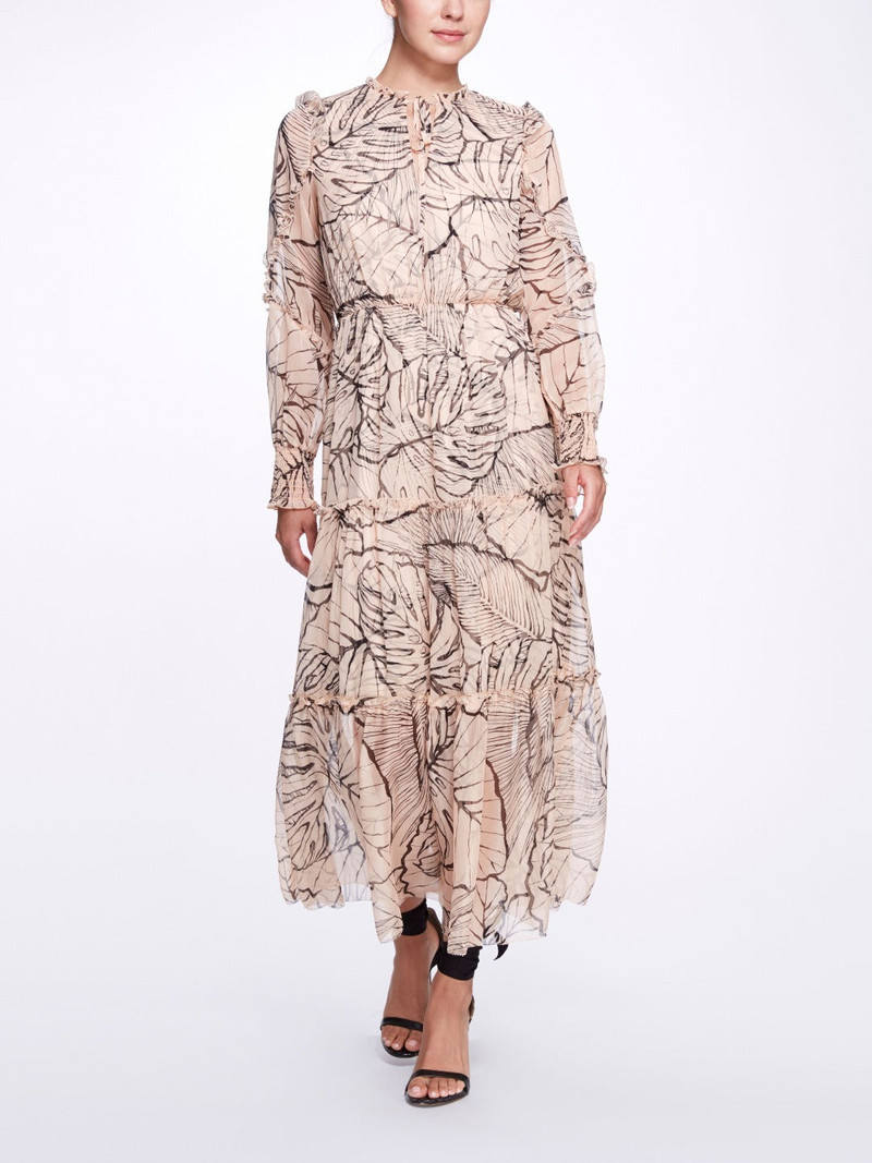 LONG SLEEVE TIERED MIDI DRESS 1