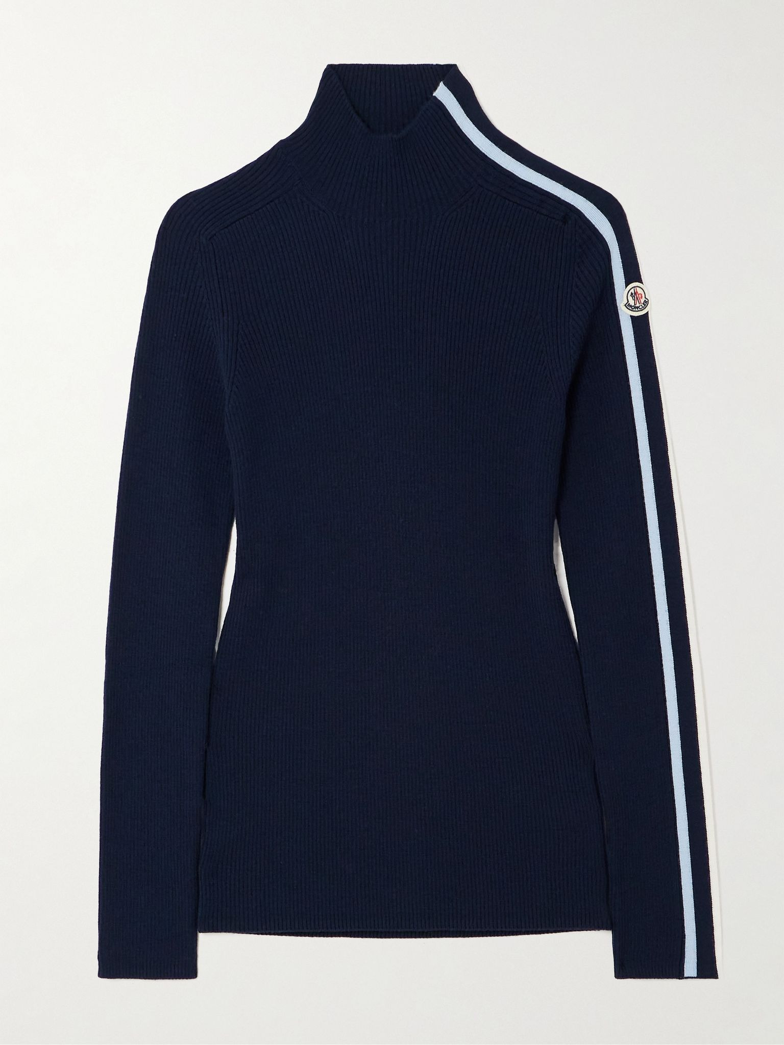 Turtleneck striped ribbed wool sweater Navy - 1