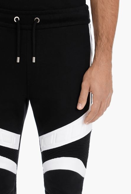 Bicolor cotton sweatpants with embossed Balmain logo - 8