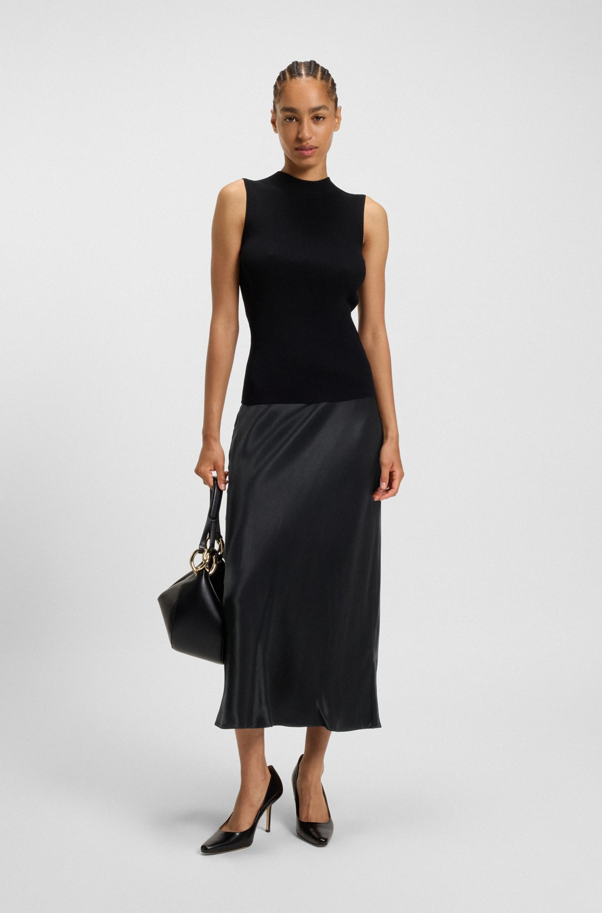 REGULAR-FIT MAXI SKIRT IN SATIN - 3