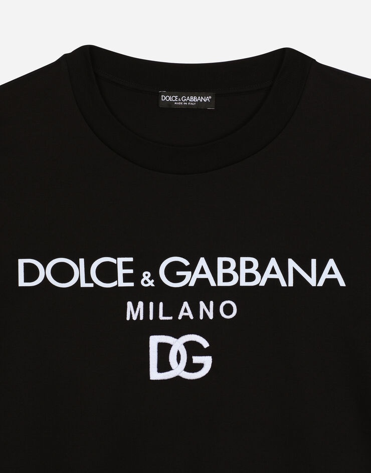 Jersey T-shirt with flocked logo print - 3