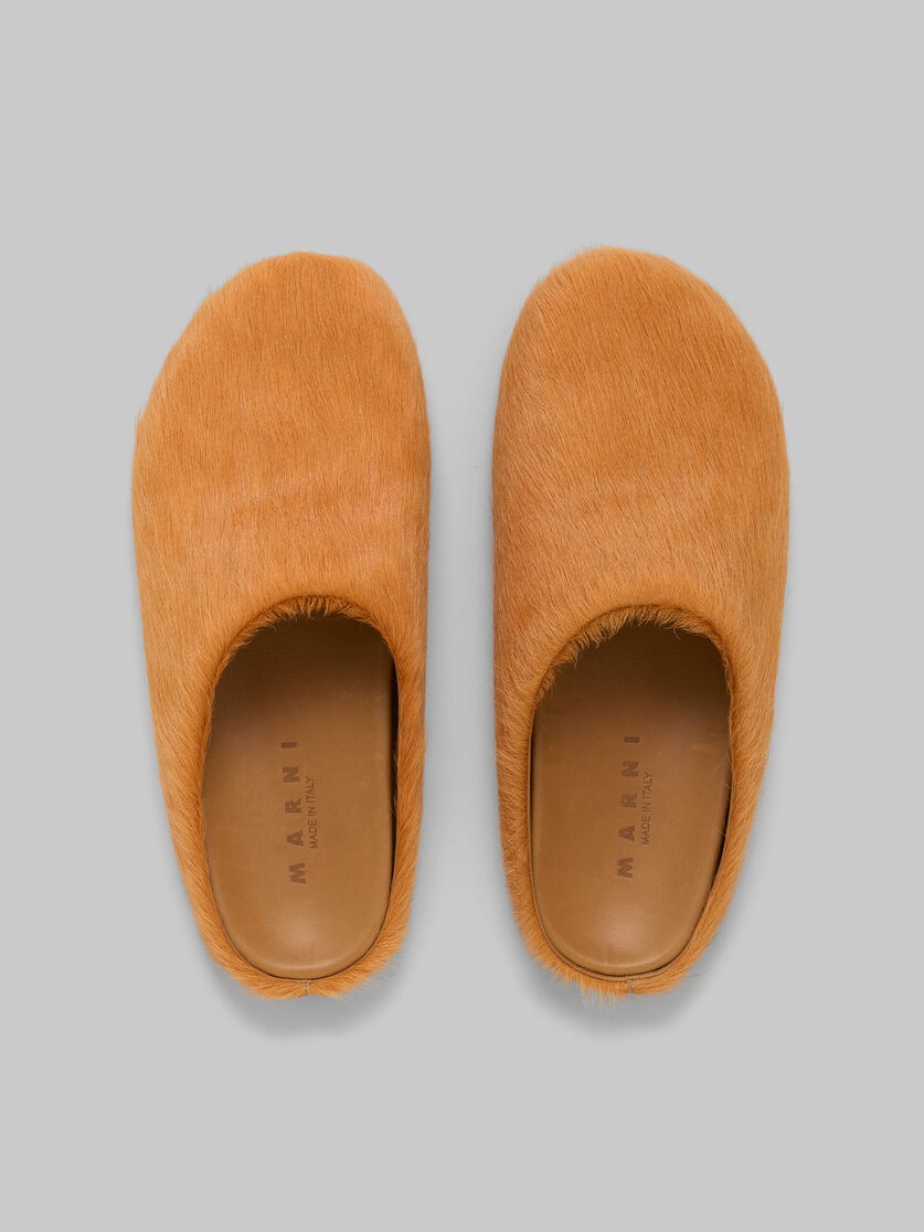 ORANGE LONG-HAIR CALFSKIN FUSSBETT SABOT - 4