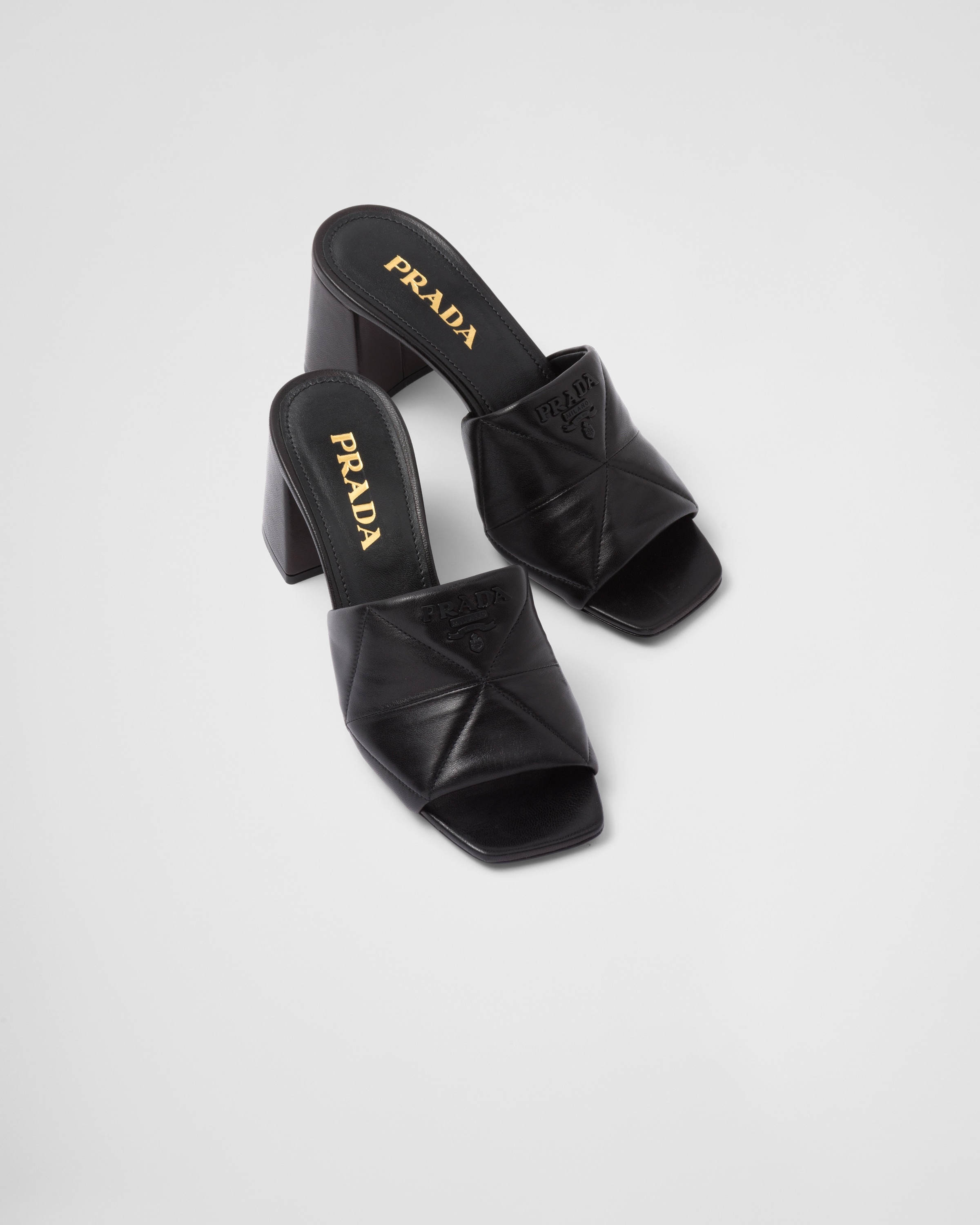 Quilted nappa leather heeled sandals - 4