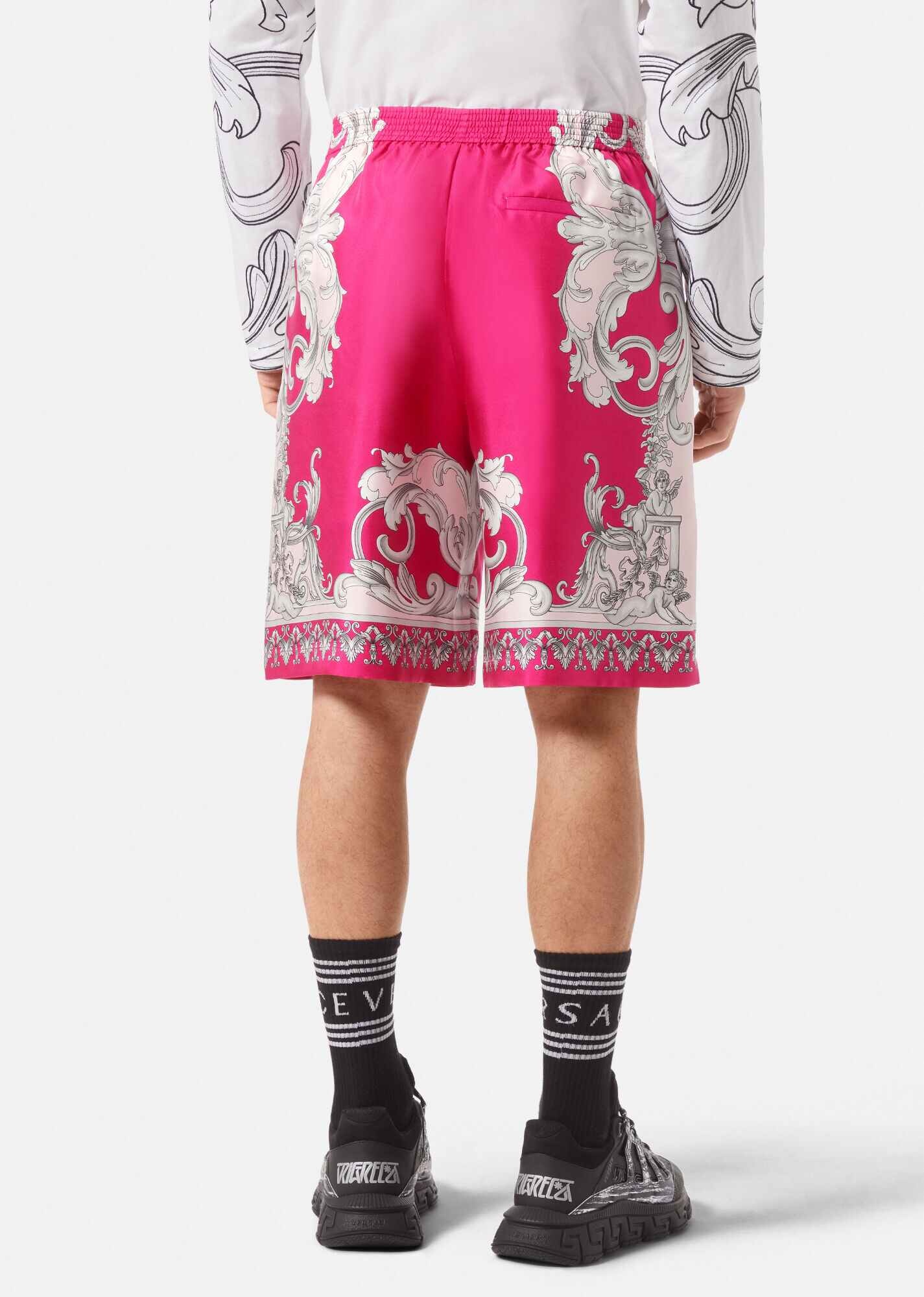 Silver Baroque Silk Shorts - 4