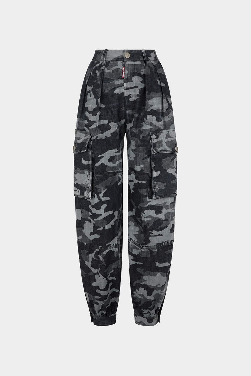 GREY CAMO WASH CARGO PANTS - 6