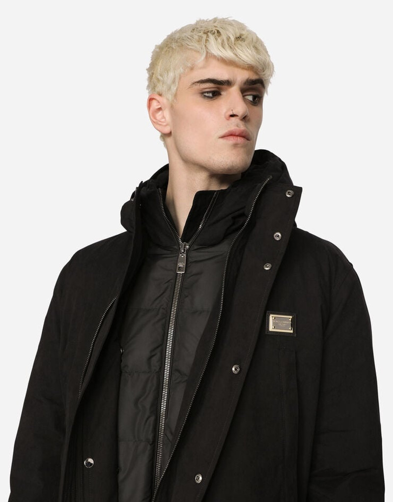 Dolce & Gabbana Technical fabric parka with hood and tag outlook