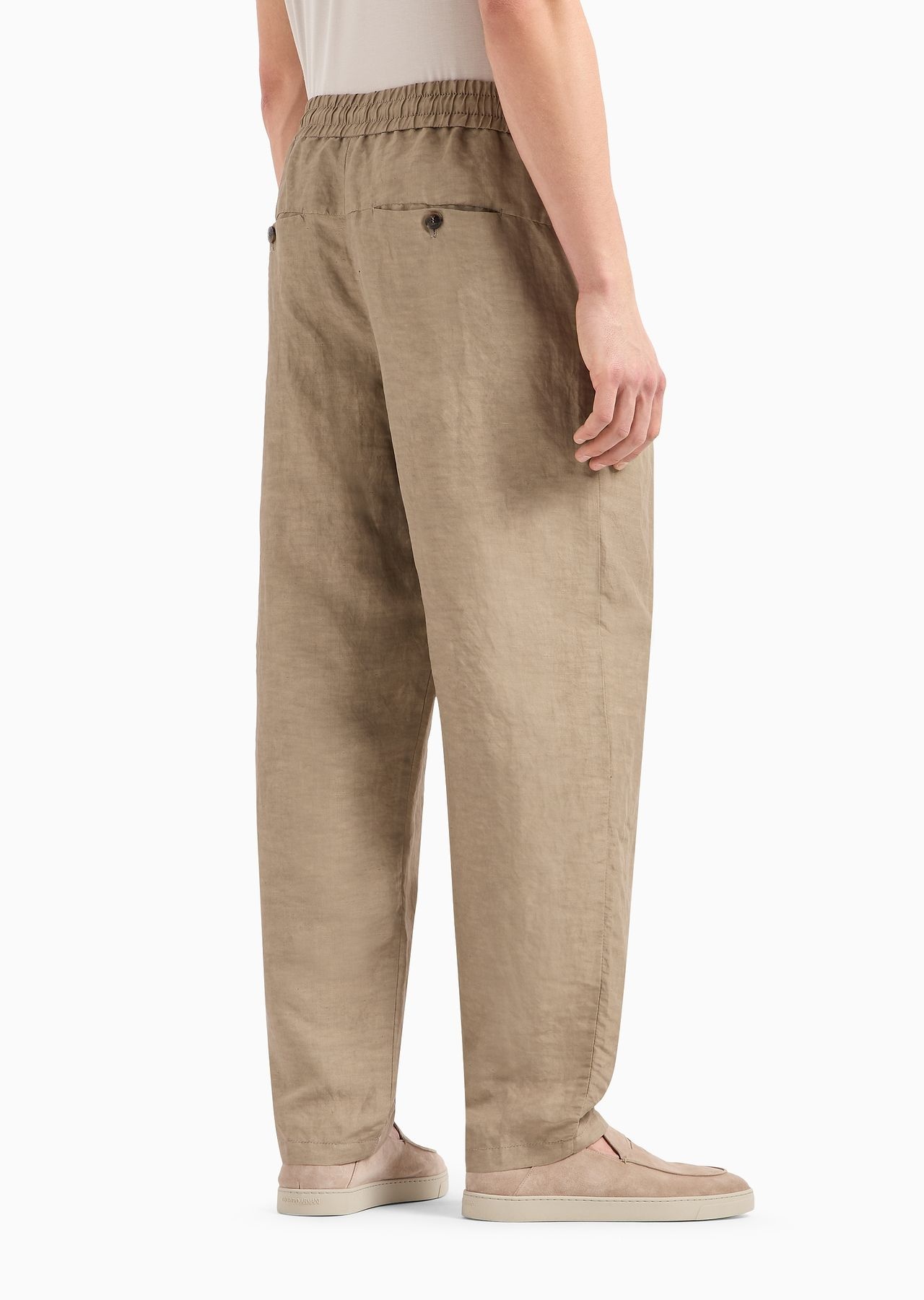 Viscose and linen canvas single-darted trousers - 3
