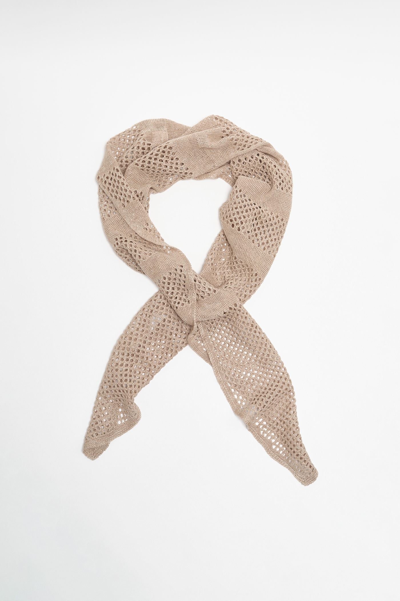 Triangle Scarf Beige Melange Linen - 3