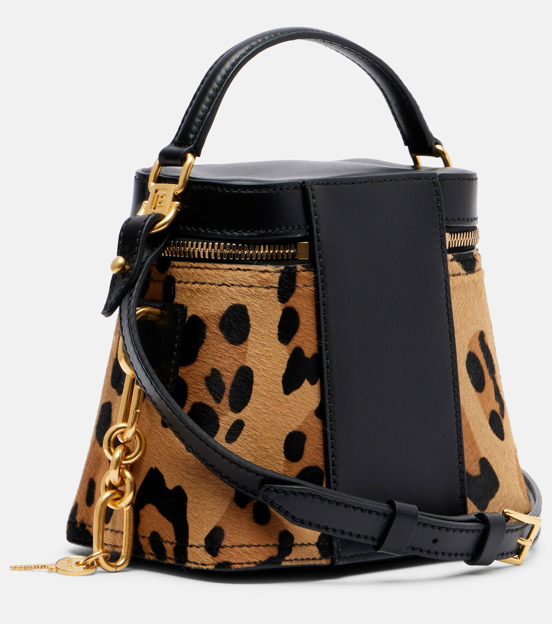 Pulse animal-printed calf hair makeup bag - 4