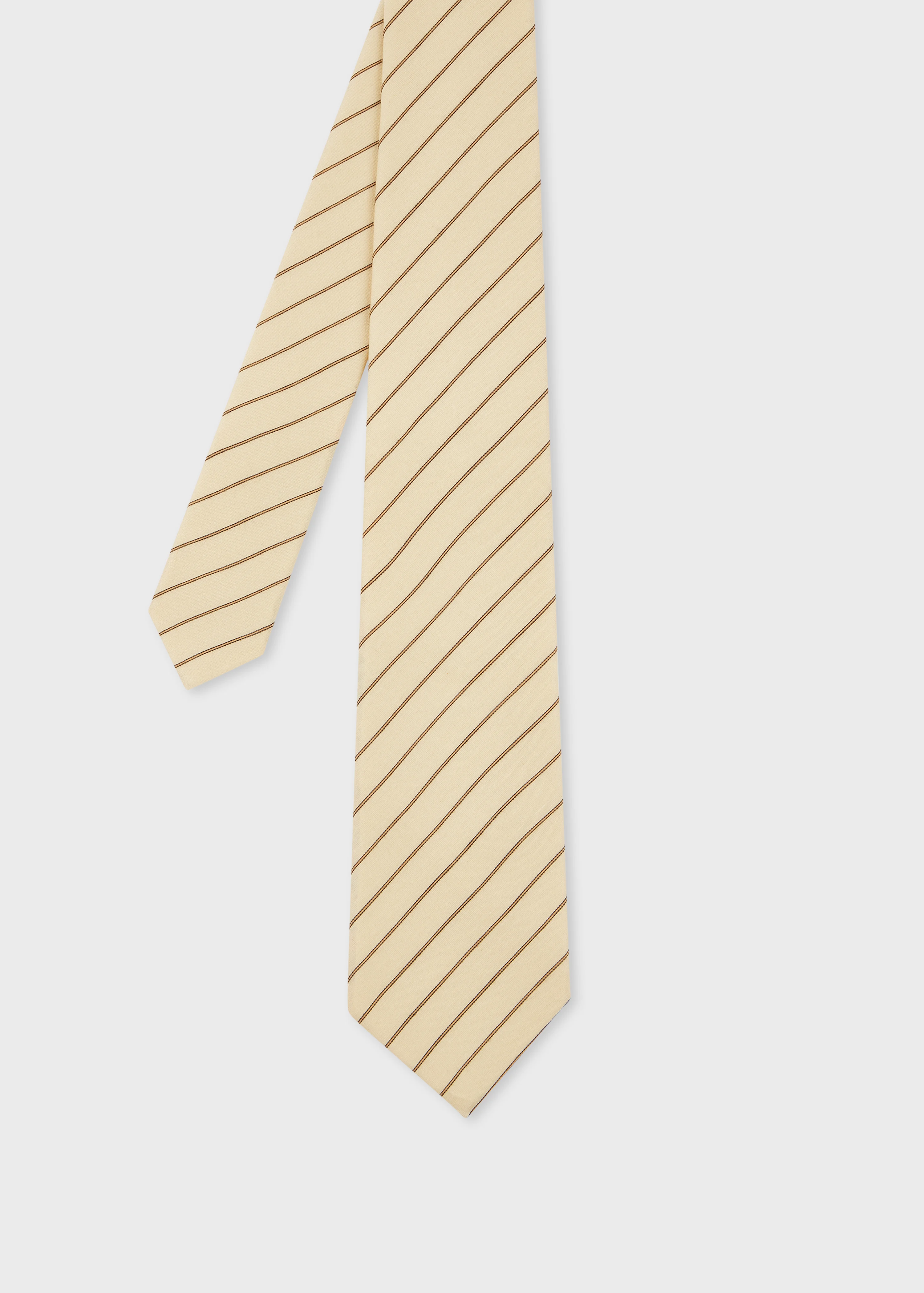Ecru and Brown 'Shirting Stripe' Tie - 1