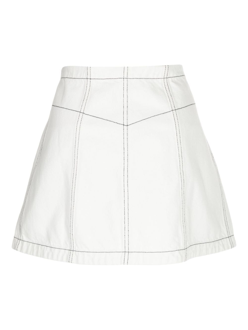 contrast-stitching cotton A-line skirt - 2