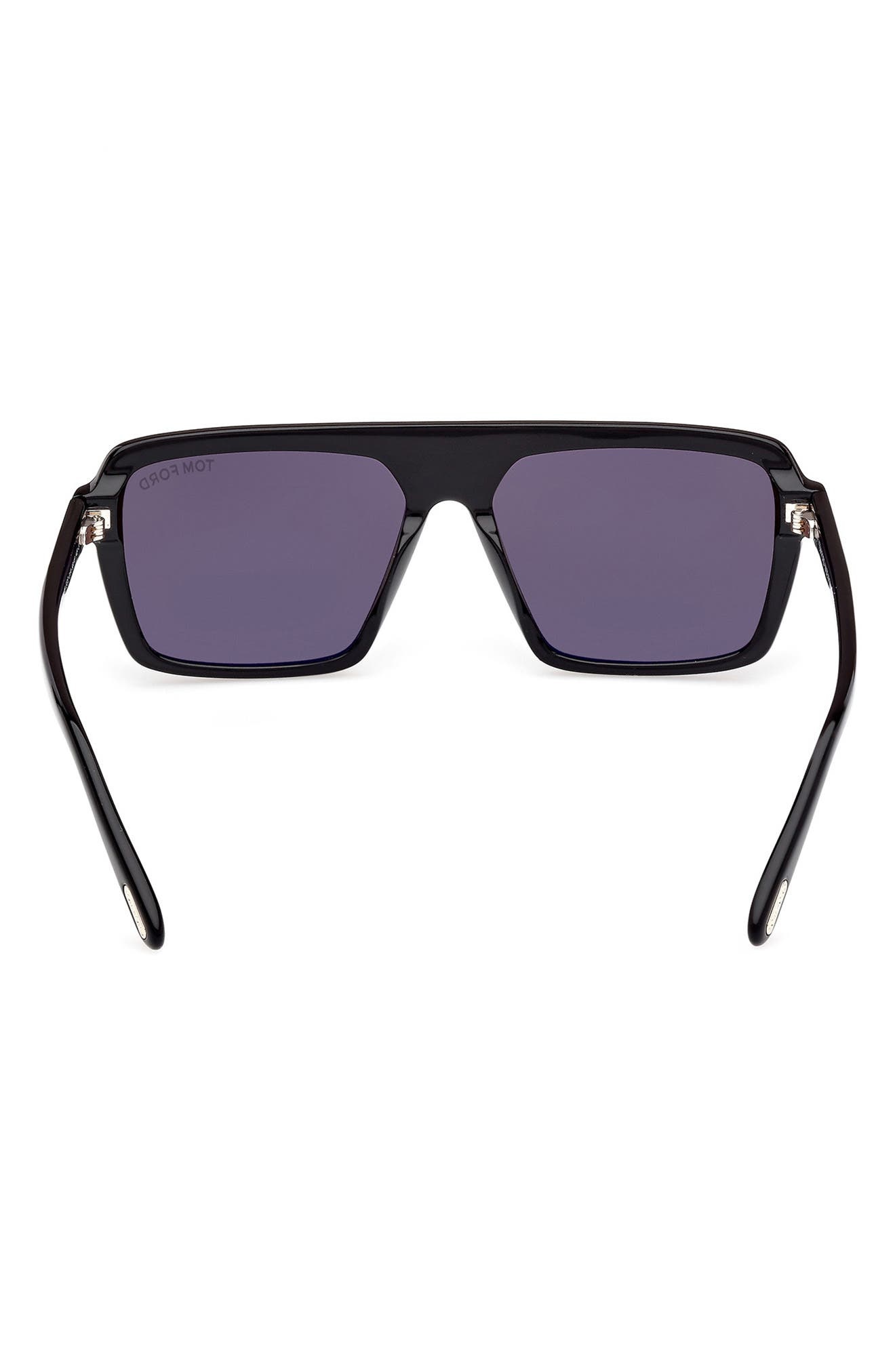 TOM FORD Vincent 56mm Pilot Sunglasses in Shiny Black/Eco/Smoke Lenses at Nordstrom - 4