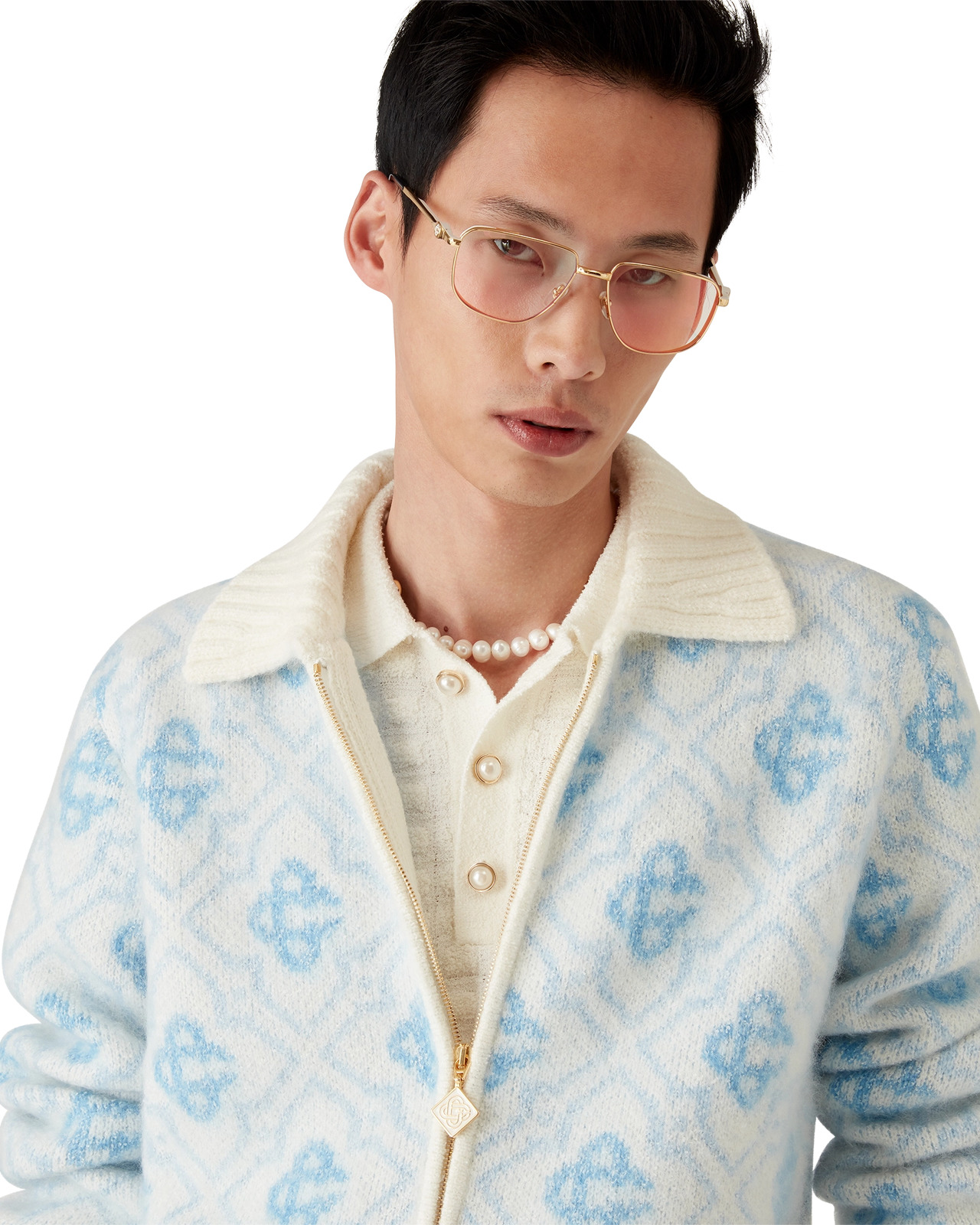 Monogram Mohair Zip Jumper | Casablanca Paris - 5