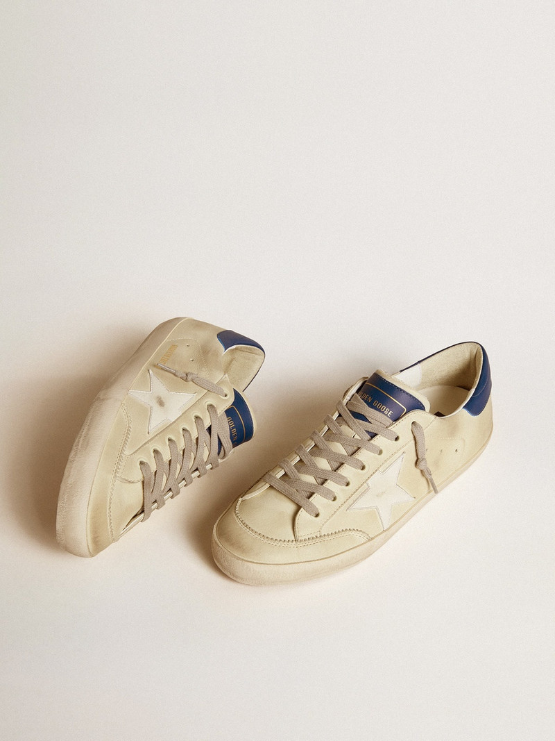 Golden Goose Super-Star LTD in nubuck with white leather star and blue heel tab outlook