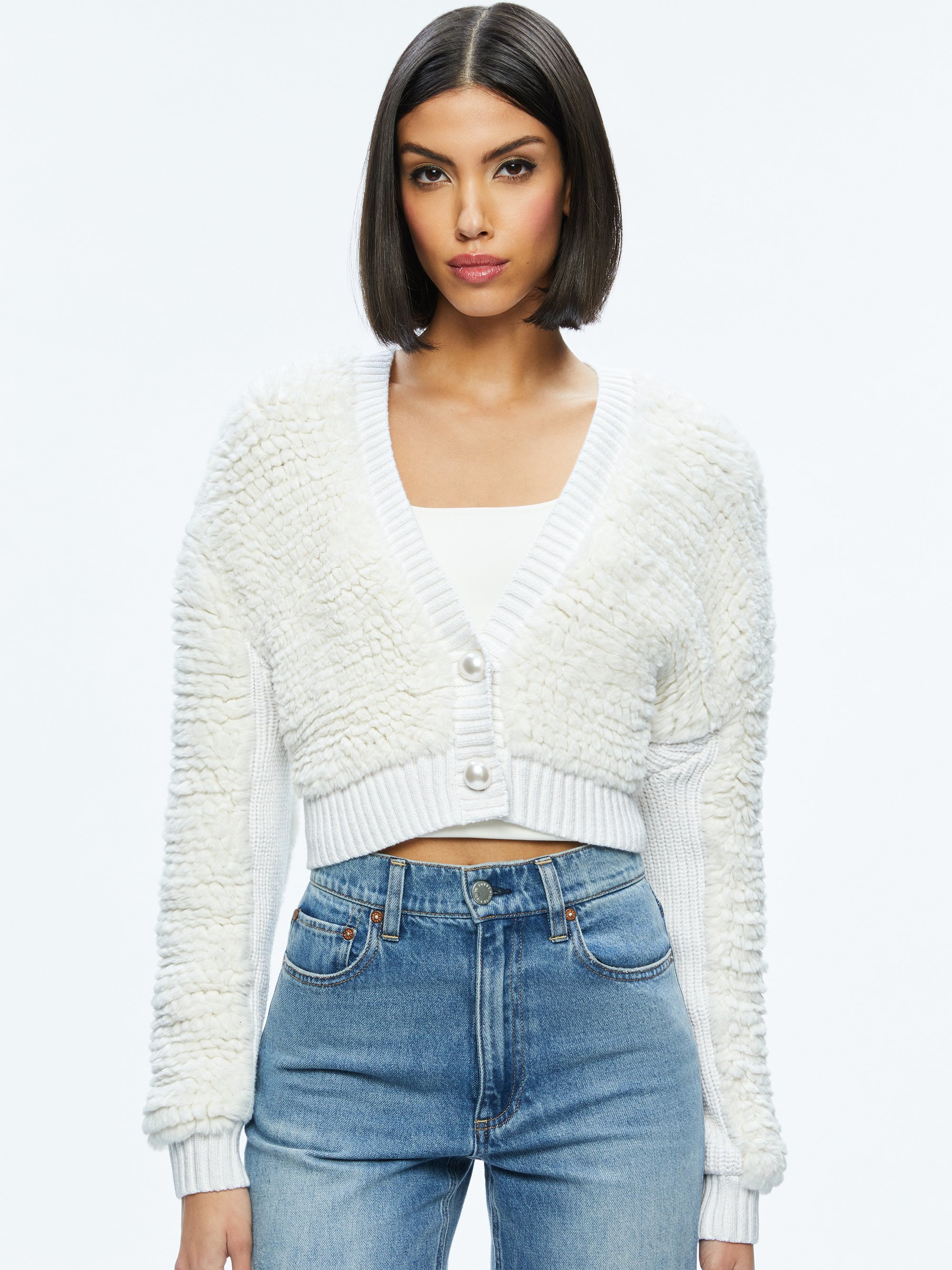 CASILDA FAUX FUR CROPPED CARDIGAN - 2