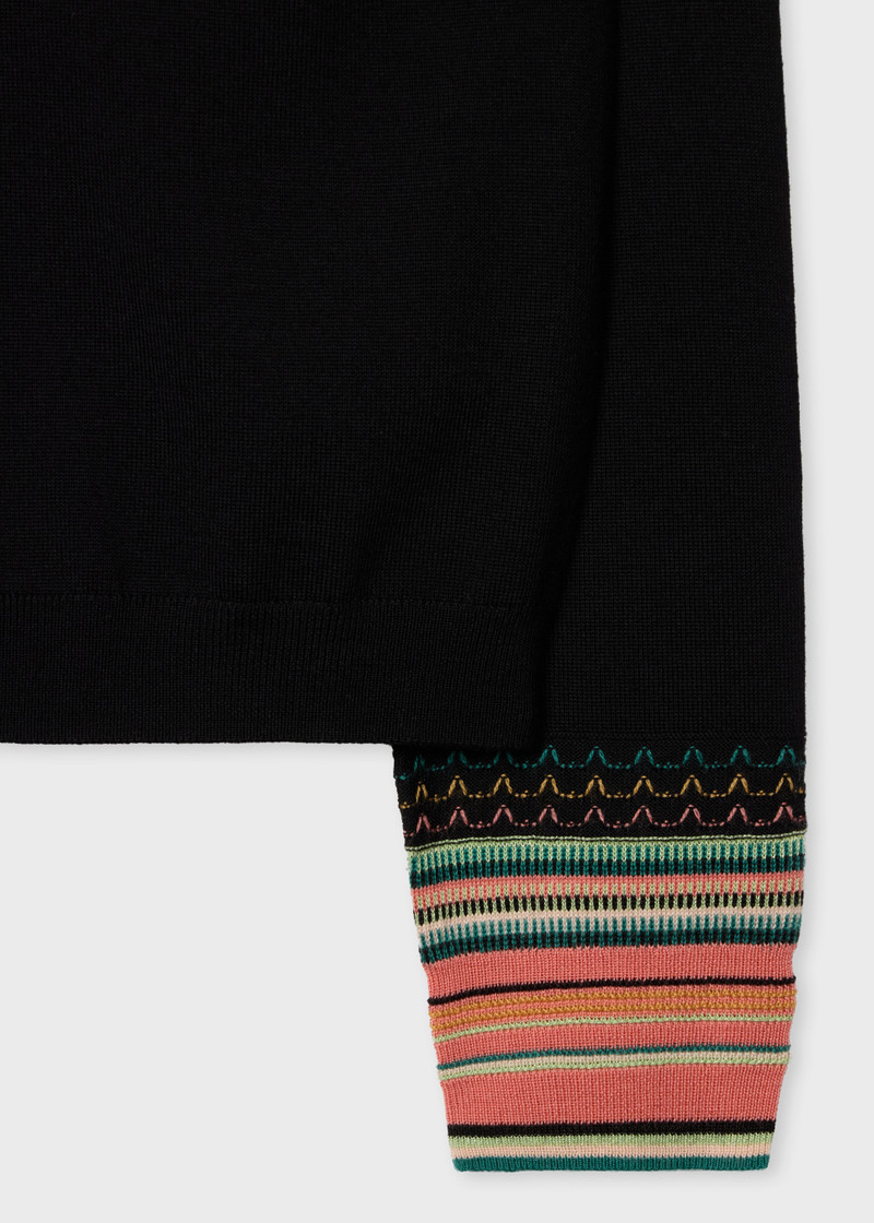 Paul Smith Women's Black Merino Wool Stripe Cuff Sweater outlook