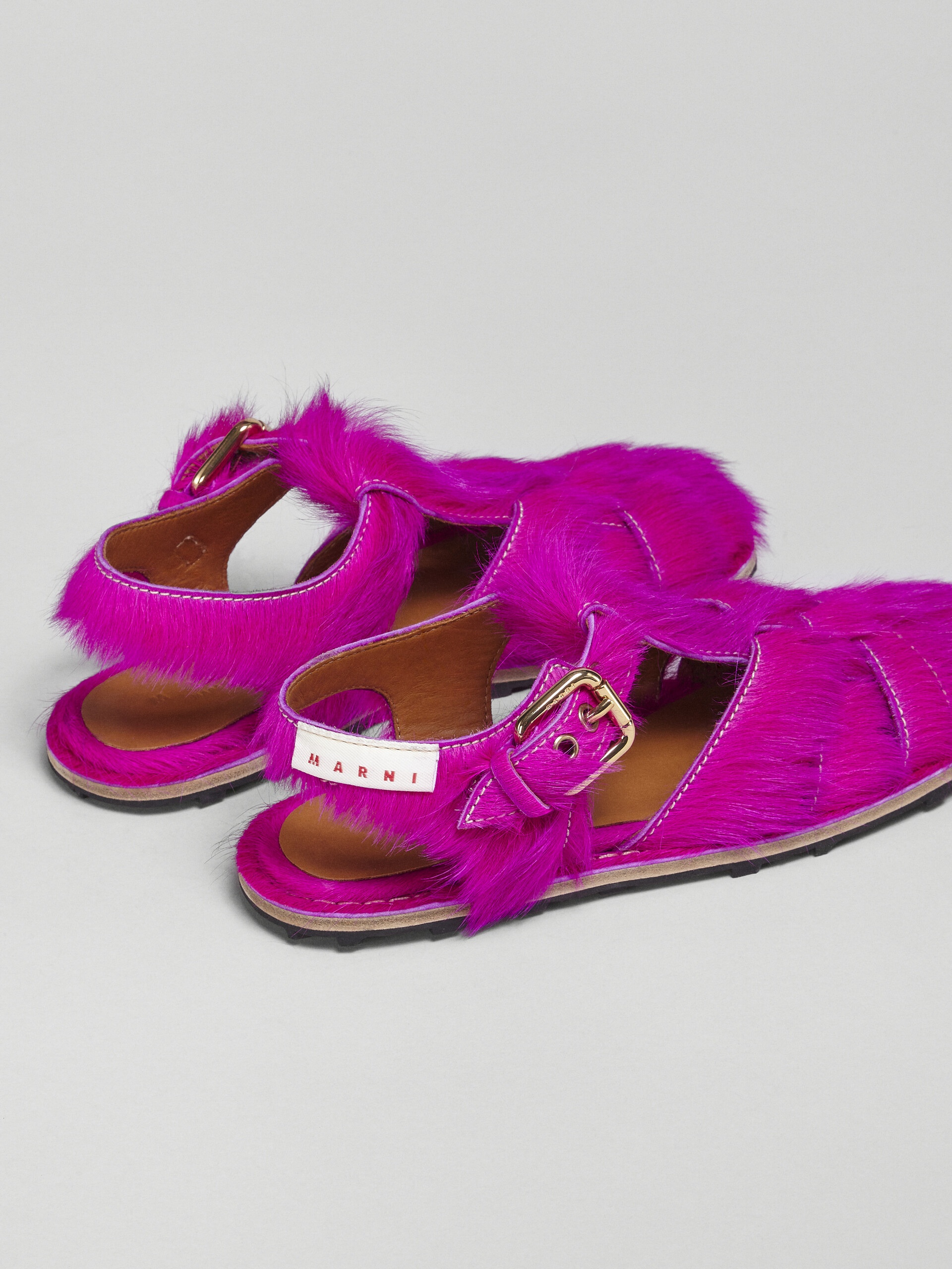 LONG FUCHSIA CALF HAIR FISHERMAN'S SANDAL - 5