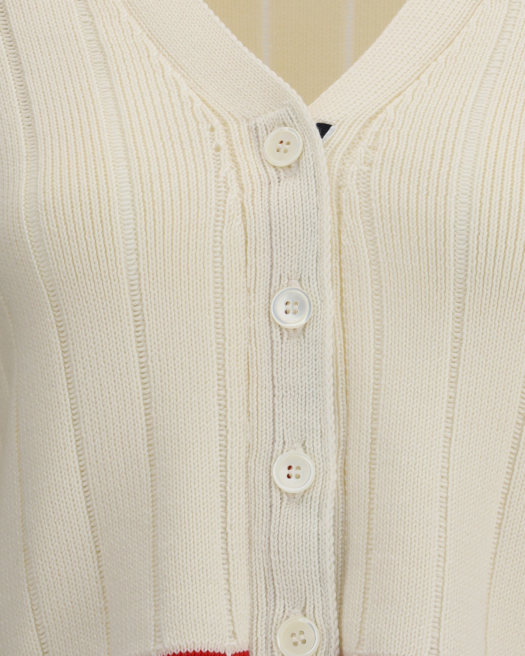 Ladder Full Needle Rib Stitch V Neck Car - 3
