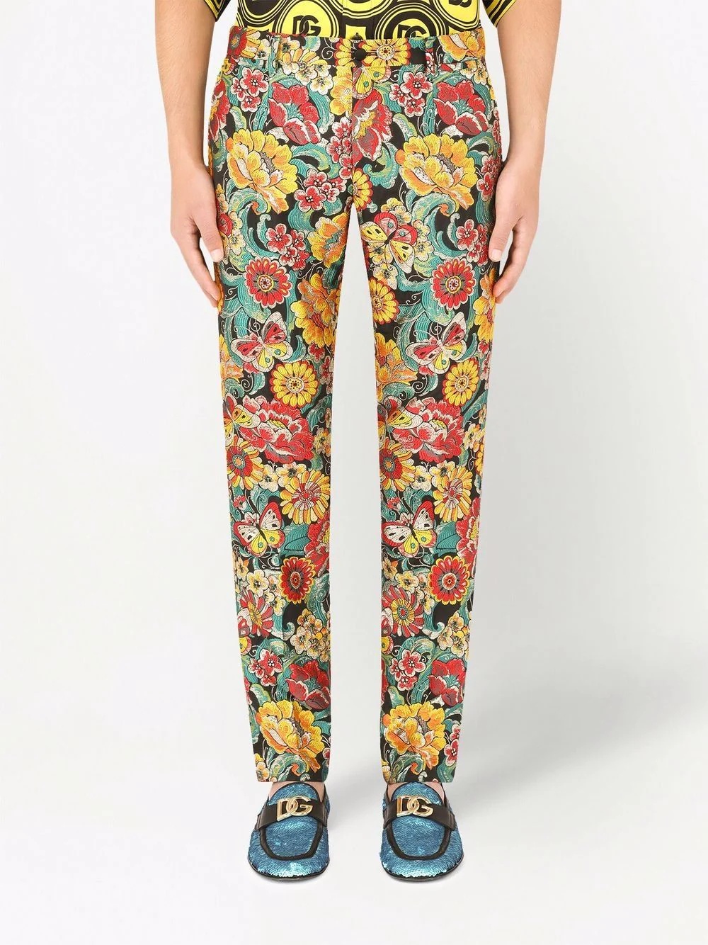 patterned jacquard tailored trousers - 3