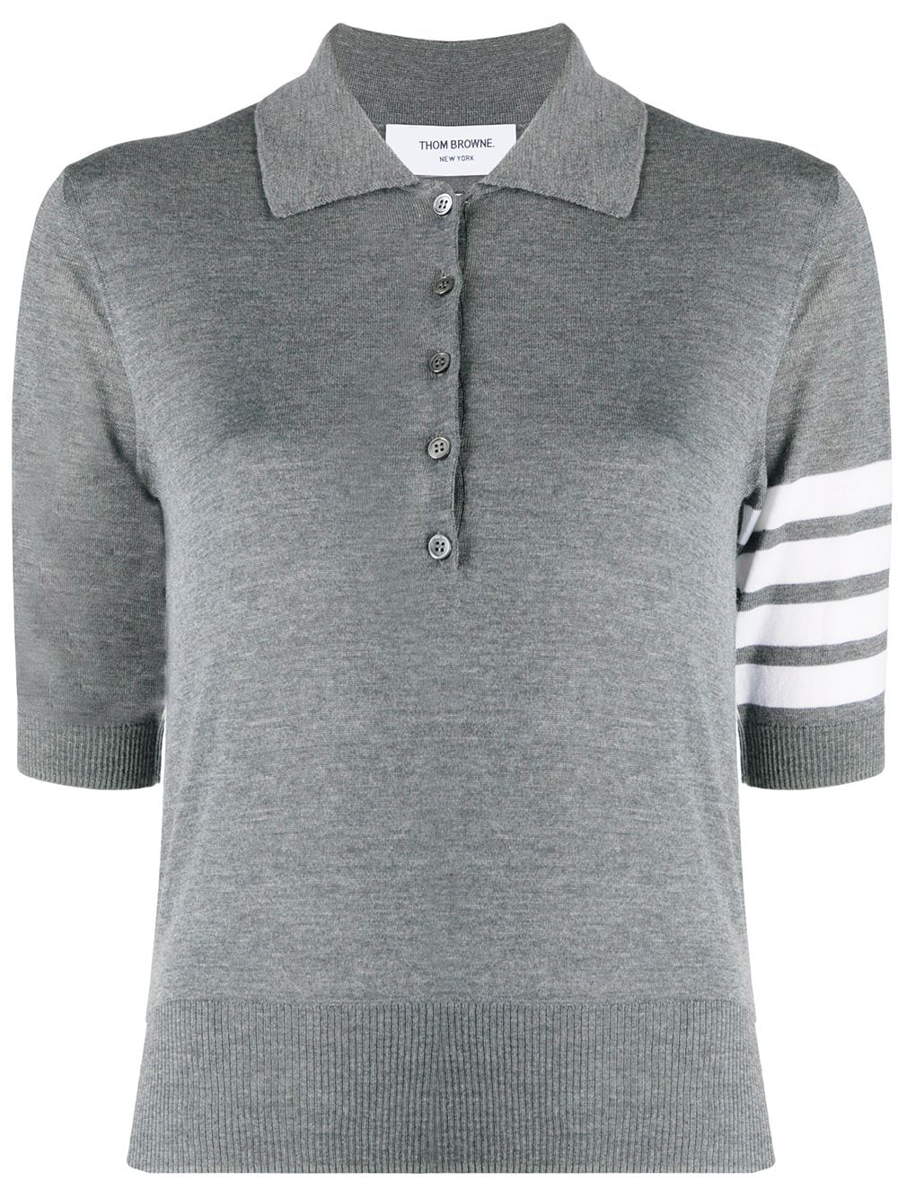 merino polo top with stripe detail - 1