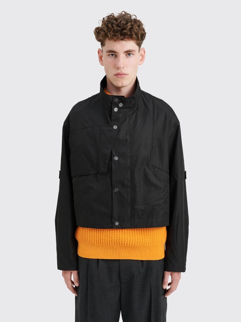 Kiko Kostadinov KIKO KOSTADINOV MENO CROPPED JACKET TECHNO TWILL CROW BLACK  | tresbien | REVERSIBLE