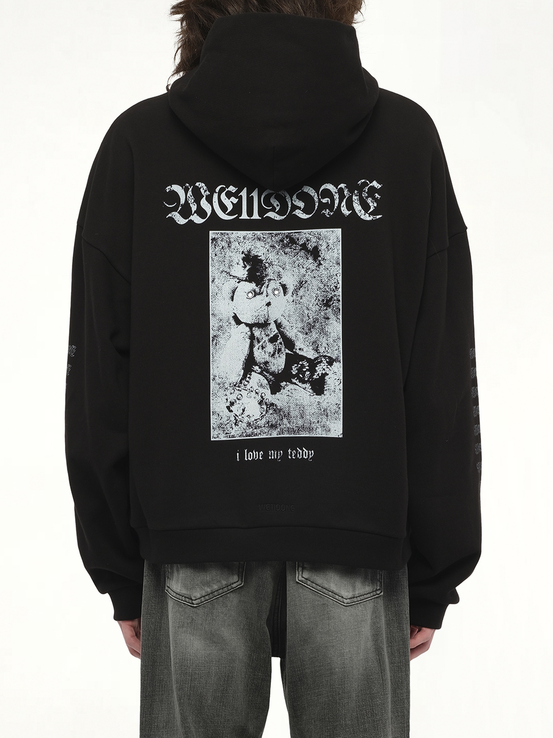 Punk Teddy Hoodie in Black - 5