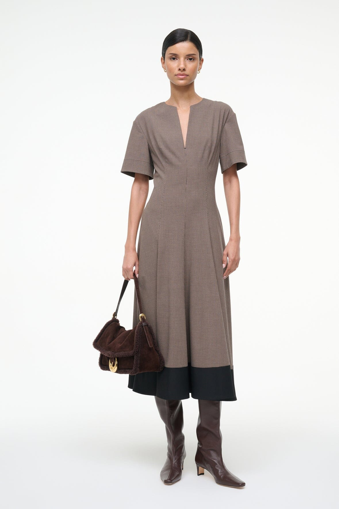 STAUD FRANCES DRESS HOUNDSTOOTH - 6