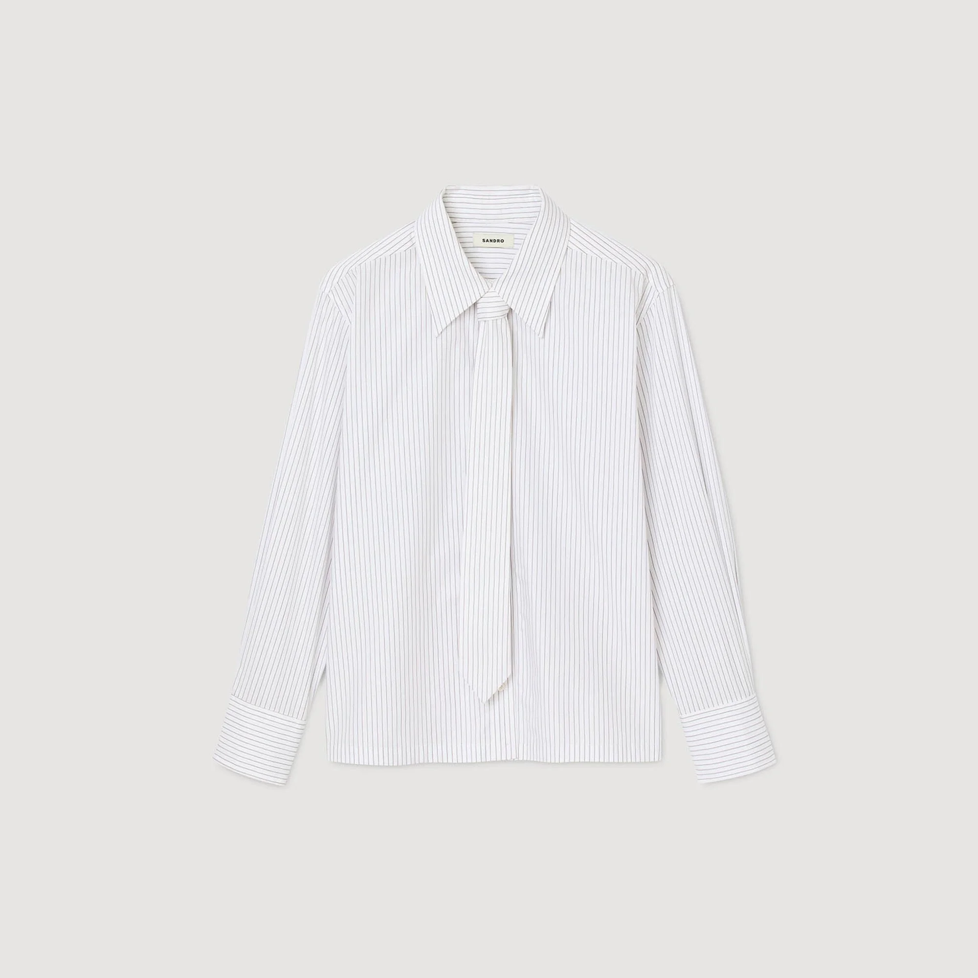 STRIPED SHIRT WITH DETACHABLE TIE - 1