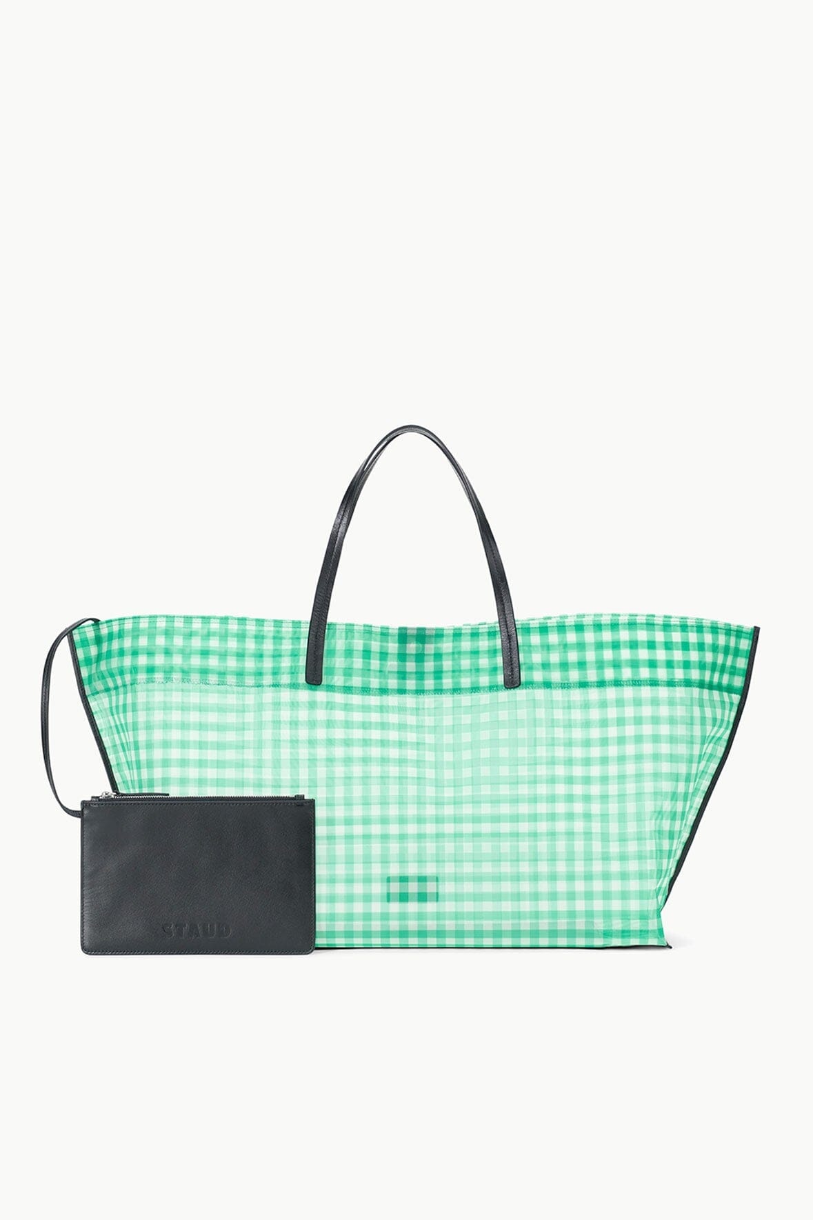 STAUD CHRISTOS LARGE MESH TOTE JADE GINGHAM - 4