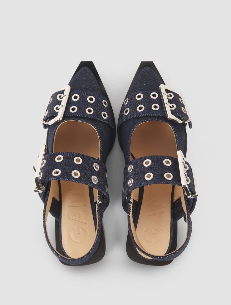 Buckle Denim Ballerinas - 5