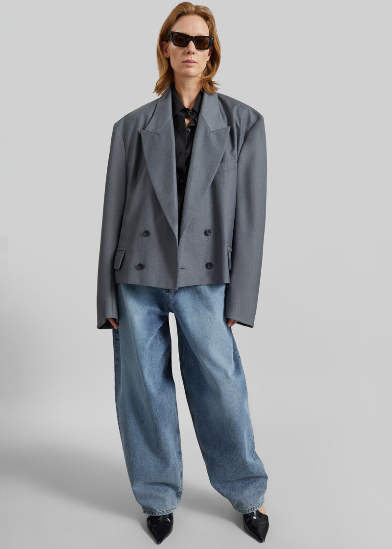 Helna Boxy Cropped Blazer - Grey 3