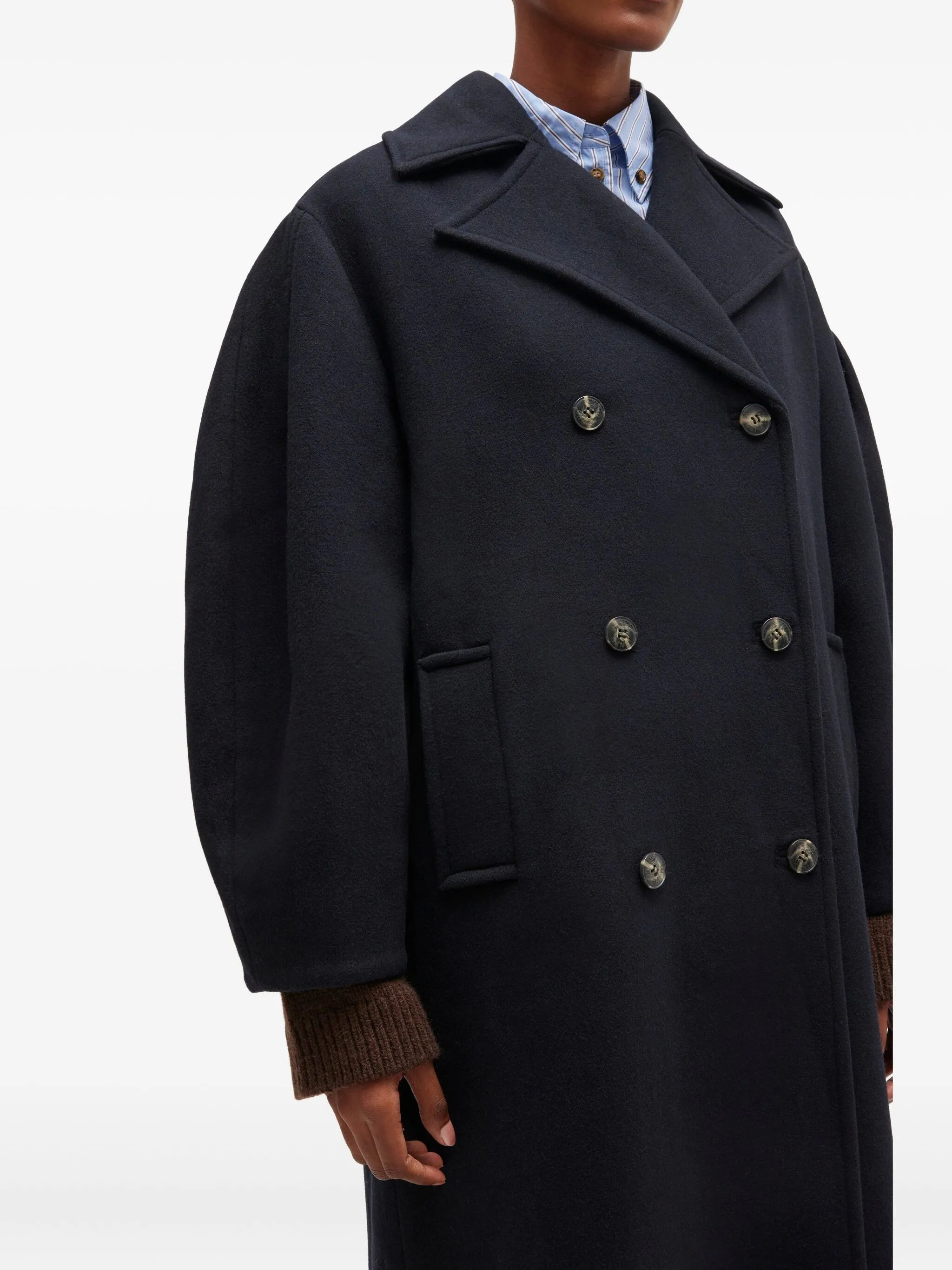 Ganni Balloon-sleeves Double-breasted Coat - 4