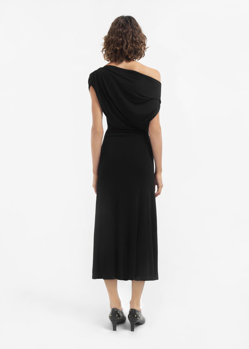 Draped Shoulder Dress in Jersey 5