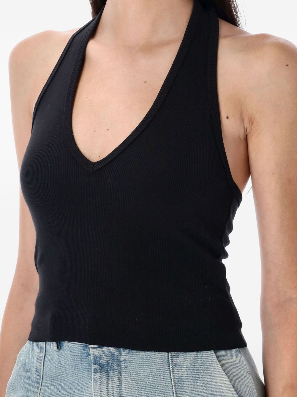 halter-neck ribbed top - 3