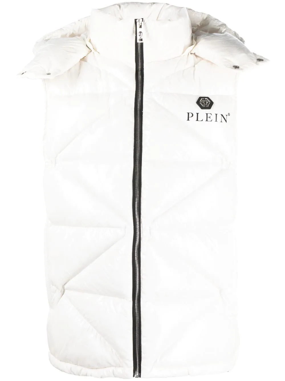 logo-print quilted gilet - 1