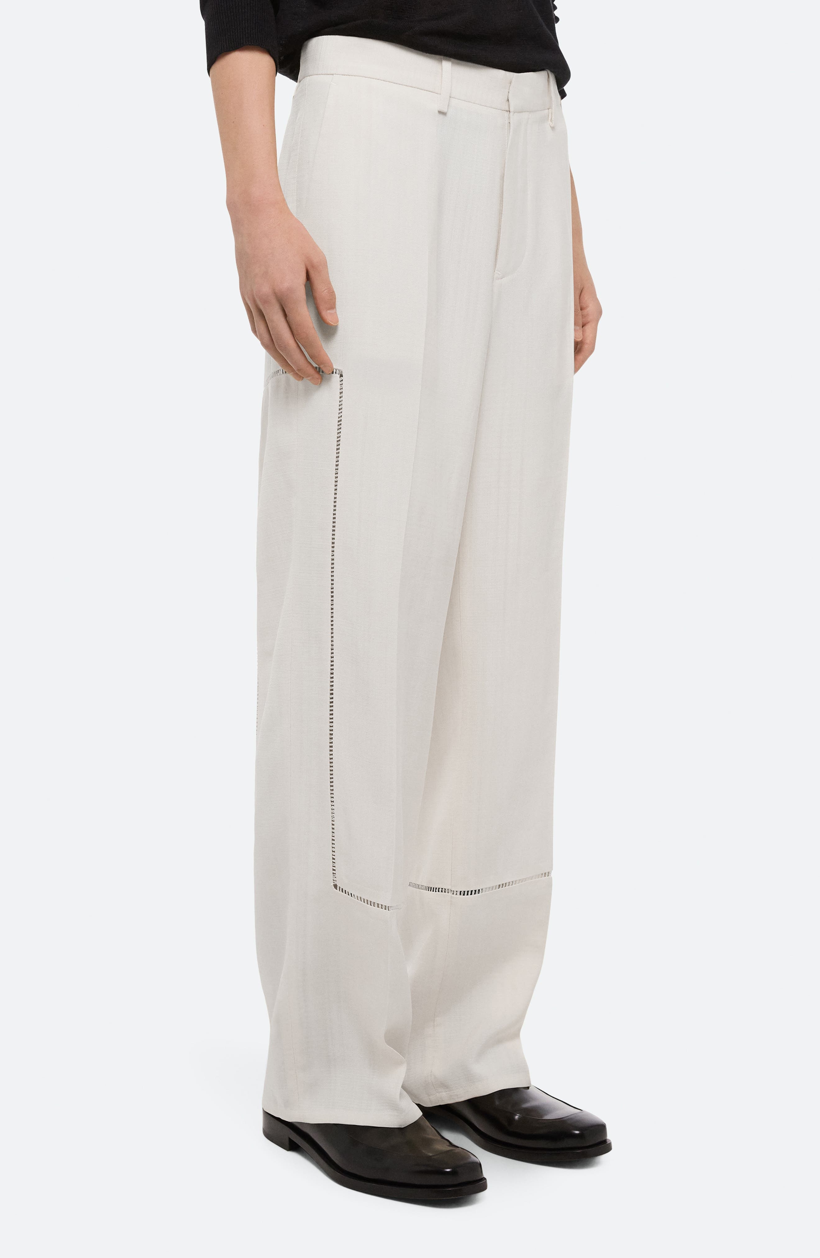 Helmut Lang Border Relaxed Fit Slub Viscose Carpenter Pants in Antique White - 5
