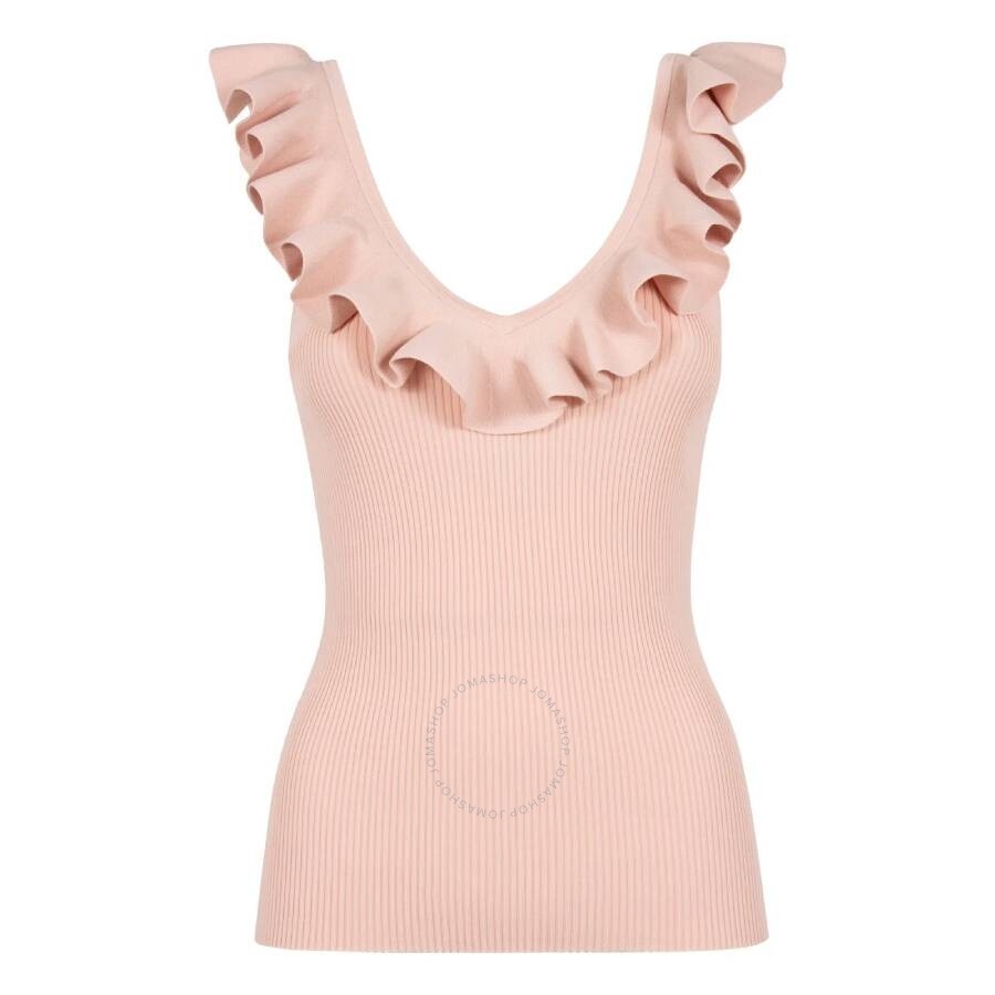 Zimmermann Dusty Pink Chintz Scoop Neck Frill Tank Top - 1