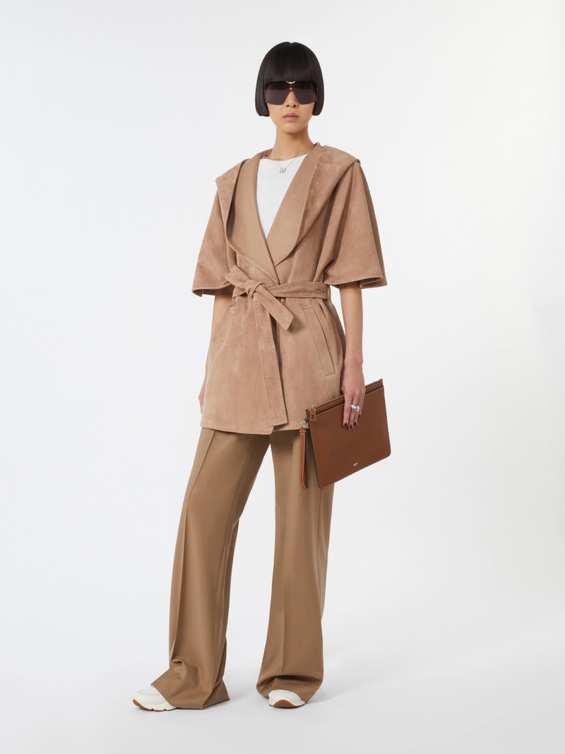 Max Mara Suede cape with belt - TURTLEDOVE outlook