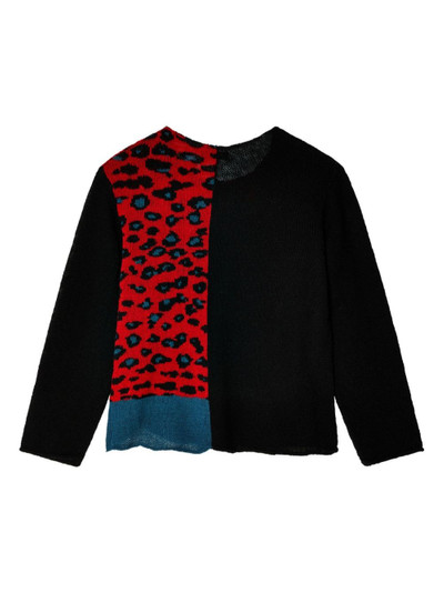 UNDERCOVER leopard-intarsia wool jumper outlook
