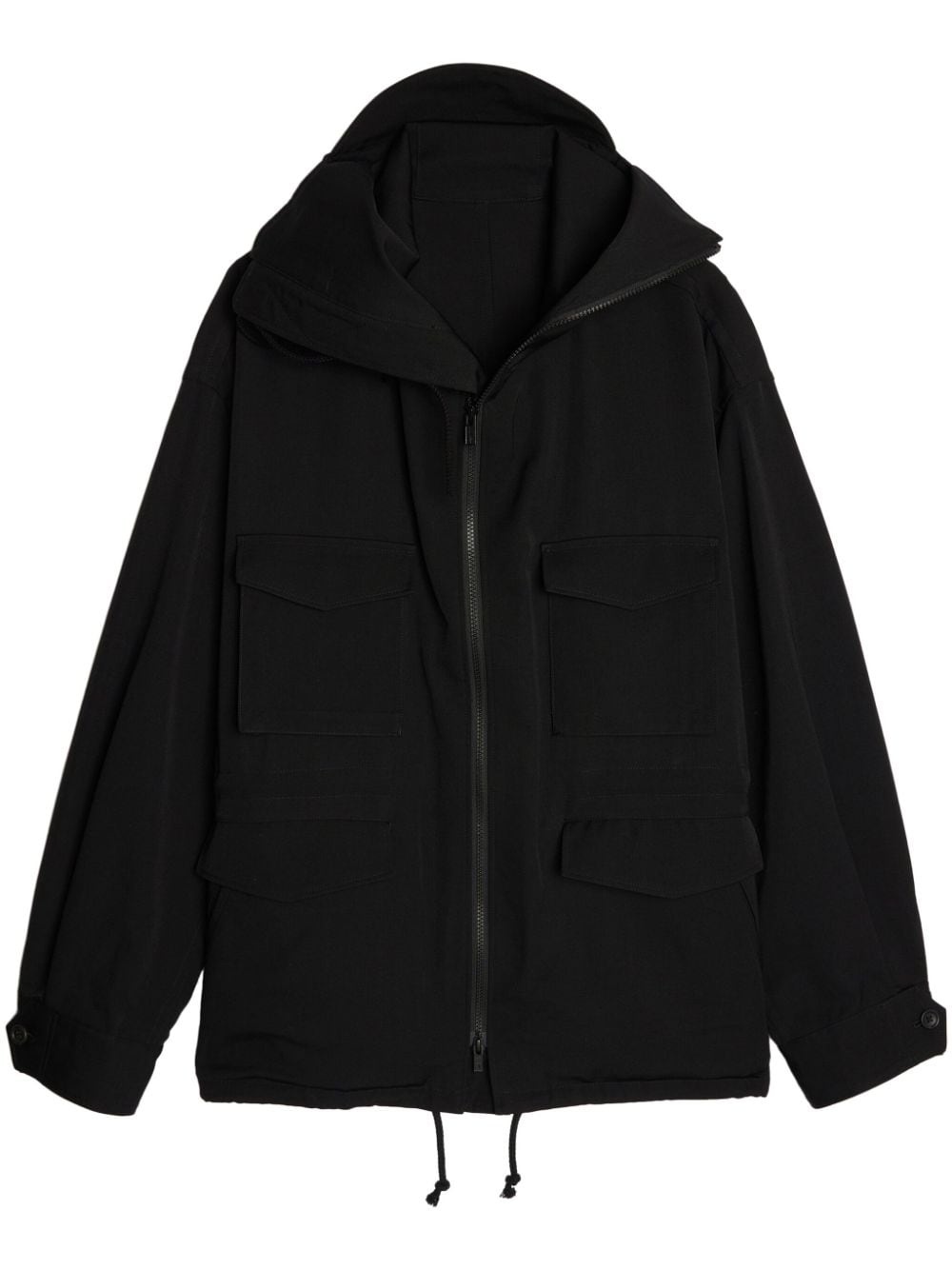 W-Brim slouch-hood jacket - 1