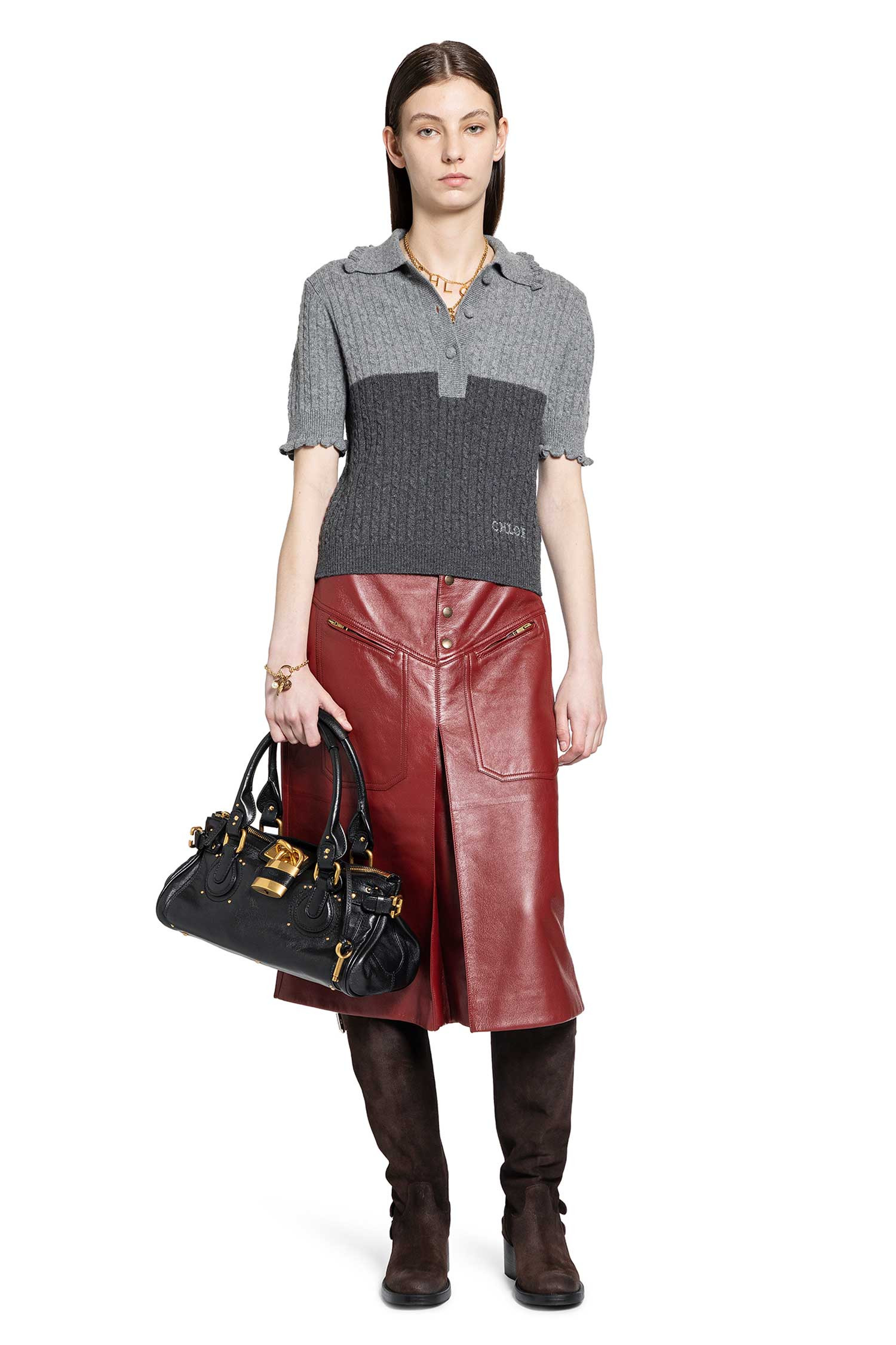 Knee-length Skirt In Leather - 6