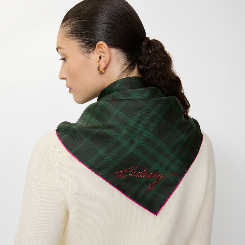 Crystal EKD Check Silk Scarf 3