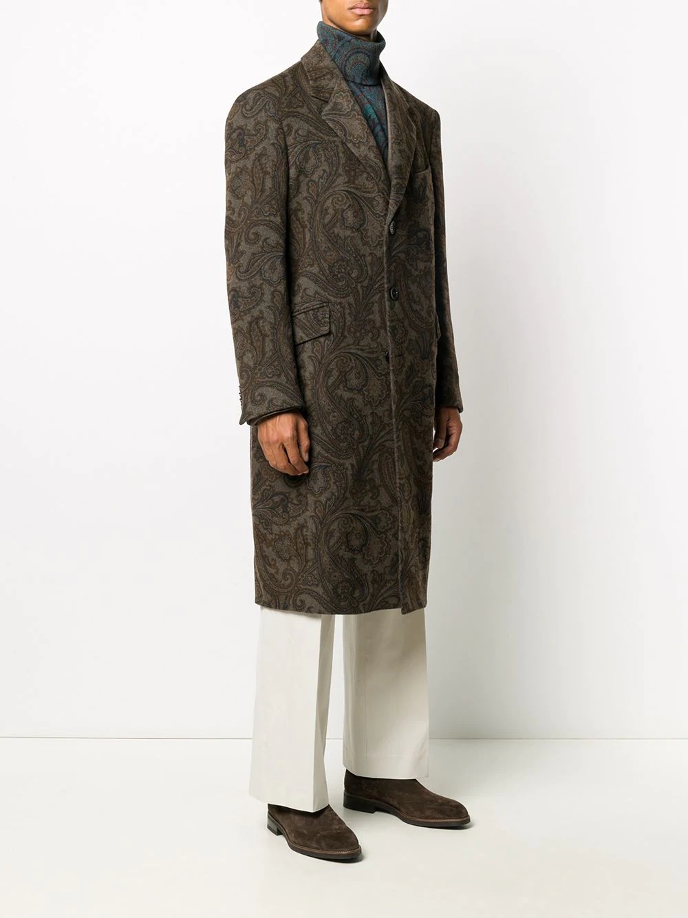 paisley-print mid-length coat - 3