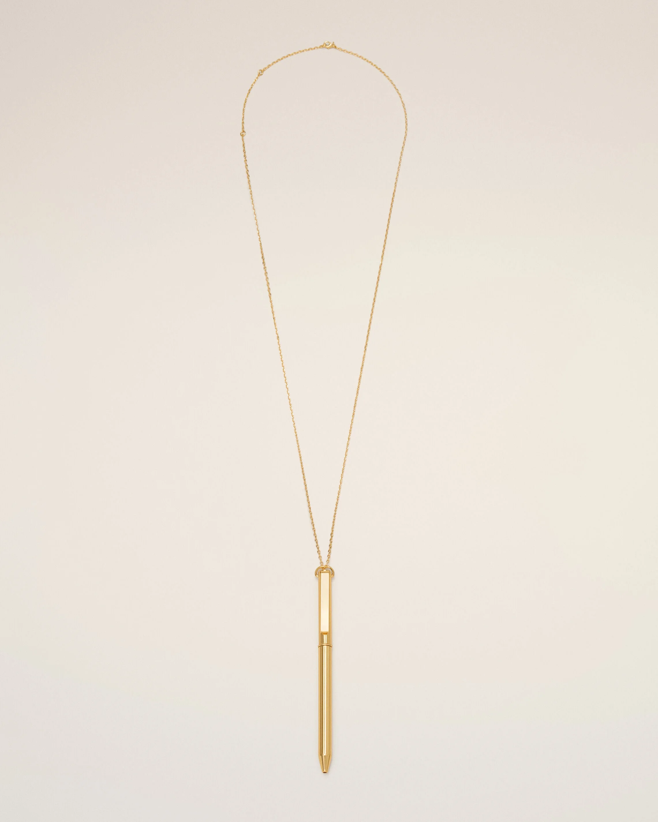 GOLD BRASS PEN PENDANT NECKLACE - 1