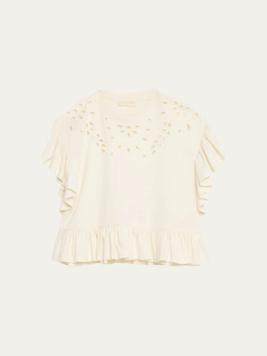 Mariana Embroidered Flutter-Sleeve Top - 1