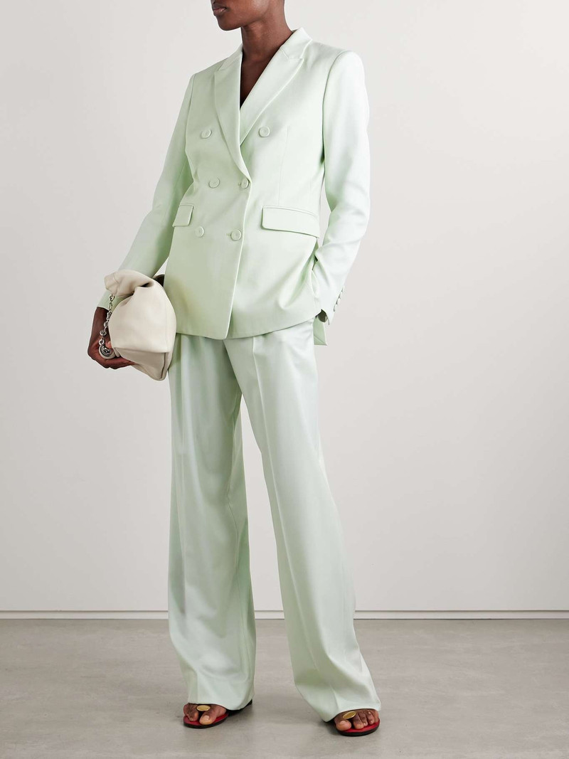 Another Tomorrow Pleated wool-blend wide-leg pants Mint outlook